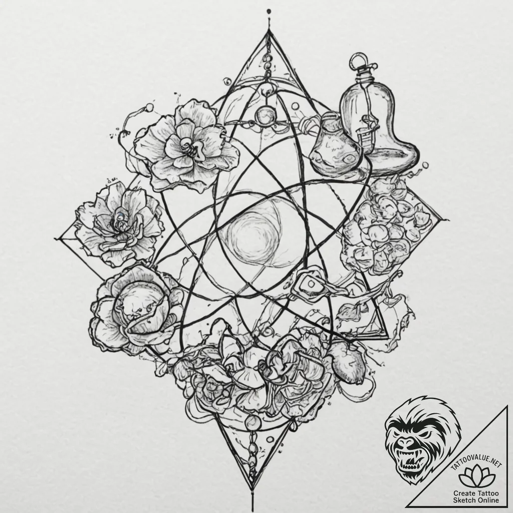 комбинации стилей и тем: наука + искусство - tattoo sketch (№1751800139_0, 06.07.2025 11:08) — tattoovalue.net