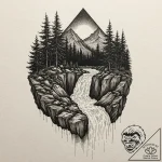 Tattoo design for shoulder, a waterfall, orig… – tattoo sketch (№1751800309_0, 06.07.2025 11:11) — tattoovalue.net