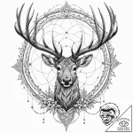 Tattoo design for a thigh, a majestic stag, i… – tattoo sketch (№1751800477_0, 06.07.2025 11:14) — tattoovalue.net