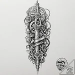 Tattoo design for a leg, the knee joint is de… – tattoo sketch (№1751801072_0, 06.07.2025 11:24) — tattoovalue.net