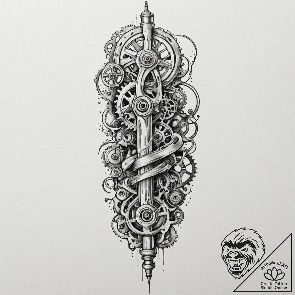 Tattoo design for a leg, the knee joint is de... - tattoo sketch (№1751801072_0, 06.07.2025 11:24) — tattoovalue.net