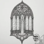 Tattoo design for a shin, a tall, gothic cath… – tattoo sketch (№1751801159_0, 06.07.2025 11:25) — tattoovalue.net
