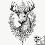 Tattoo design for shoulder, a majestic stag,… – tattoo sketch (№1751801243_0, 06.07.2025 11:27) — tattoovalue.net