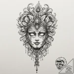 Tattoo design for shoulder, a venetian mask,… – tattoo sketch (№1751801329_0, 06.07.2025 11:28) — tattoovalue.net