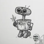 Tiny tattoo design, wall-e, holding a tiny pl… – tattoo sketch (№1751801500_0, 06.07.2025 11:31) — tattoovalue.net