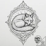 Tattoo design for an ankle, a fox, curled up… – tattoo sketch (№1751801925_0, 06.07.2025 11:38) — tattoovalue.net