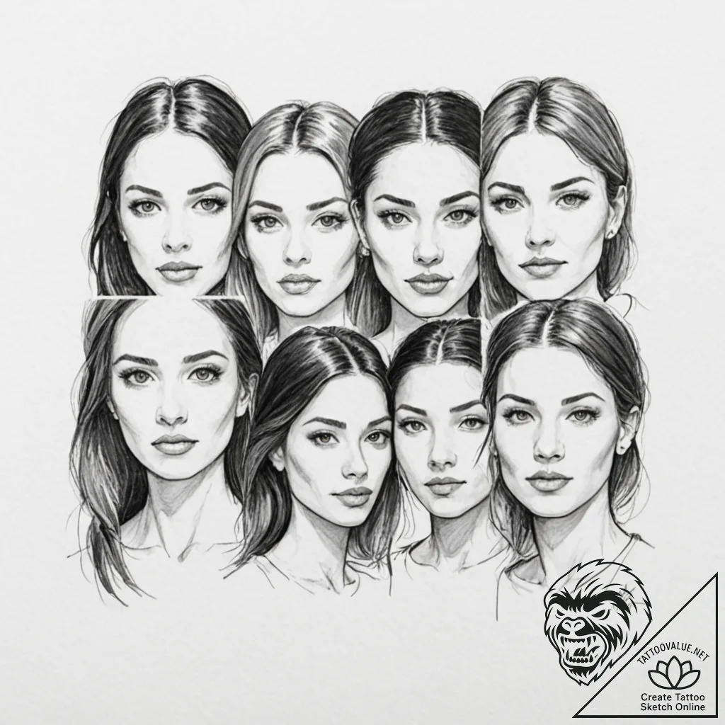 группа 2: portraiture & symbolic faces (портр... - tattoo sketch (№1751802271_0, 06.07.2025 11:44) — tattoovalue.net