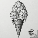 Tattoo design for an arm, an ice cream cone,… – tattoo sketch (№1751802529_0, 06.07.2025 11:48) — tattoovalue.net