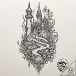 Tattoo design for an arm, a microscope, looki… – tattoo sketch (№1751802786_0, 06.07.2025 11:53) — tattoovalue.net