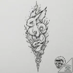 Tattoo design for a leg, a full pokémon leg,… – tattoo sketch (№1751802873_0, 06.07.2025 11:54) — tattoovalue.net