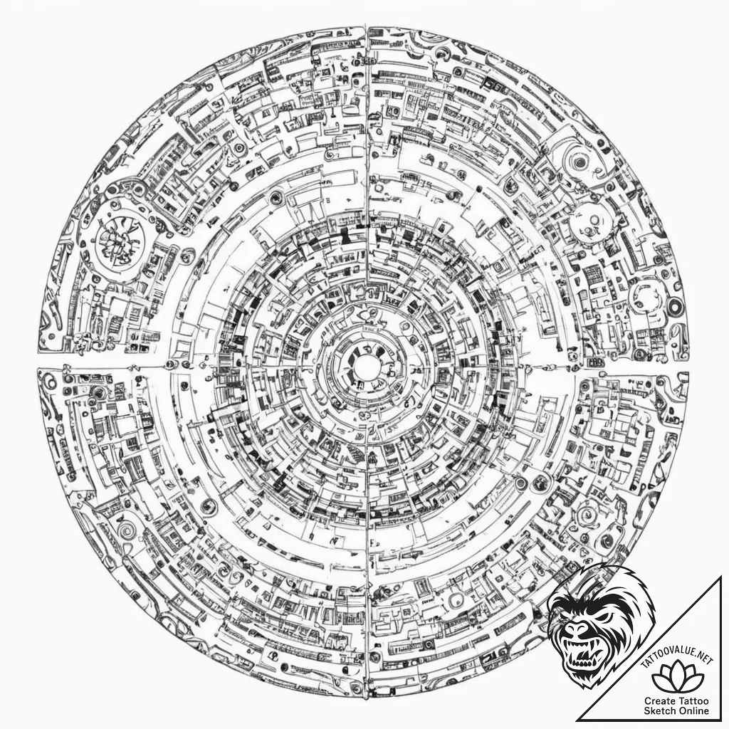 Tattoo design for shoulder, a sphere, half of... - tattoo sketch (№1751802959_0, 06.07.2025 11:55) — tattoovalue.net