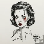 Tattoo design for an arm, a classic pin-up gi… – tattoo sketch (№1751813091_0, 06.07.2025 14:44) — tattoovalue.net