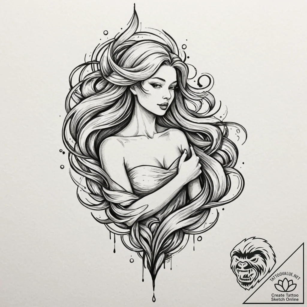 Tattoo design for shoulder, a pattern of liqu... - tattoo sketch (№1751813189_0, 06.07.2025 14:46) — tattoovalue.net
