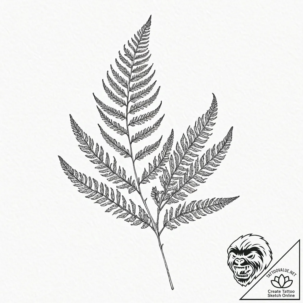 Tiny tattoo design, a single fern leaf, with... - tattoo sketch (№1751813342_0, 06.07.2025 14:49) — tattoovalue.net