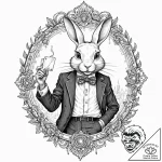 A neo-traditional tattoo of the white rabbit… – tattoo sketch (№1751813731_0, 06.07.2025 14:55) — tattoovalue.net