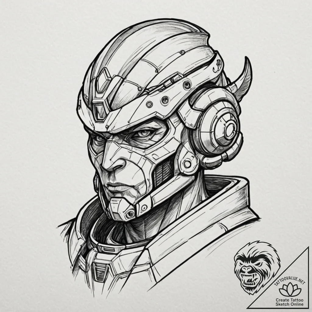 A neo-traditional portrait of garrus vakarian... - tattoo sketch (№1751813897_0, 06.07.2025 14:58) — tattoovalue.net