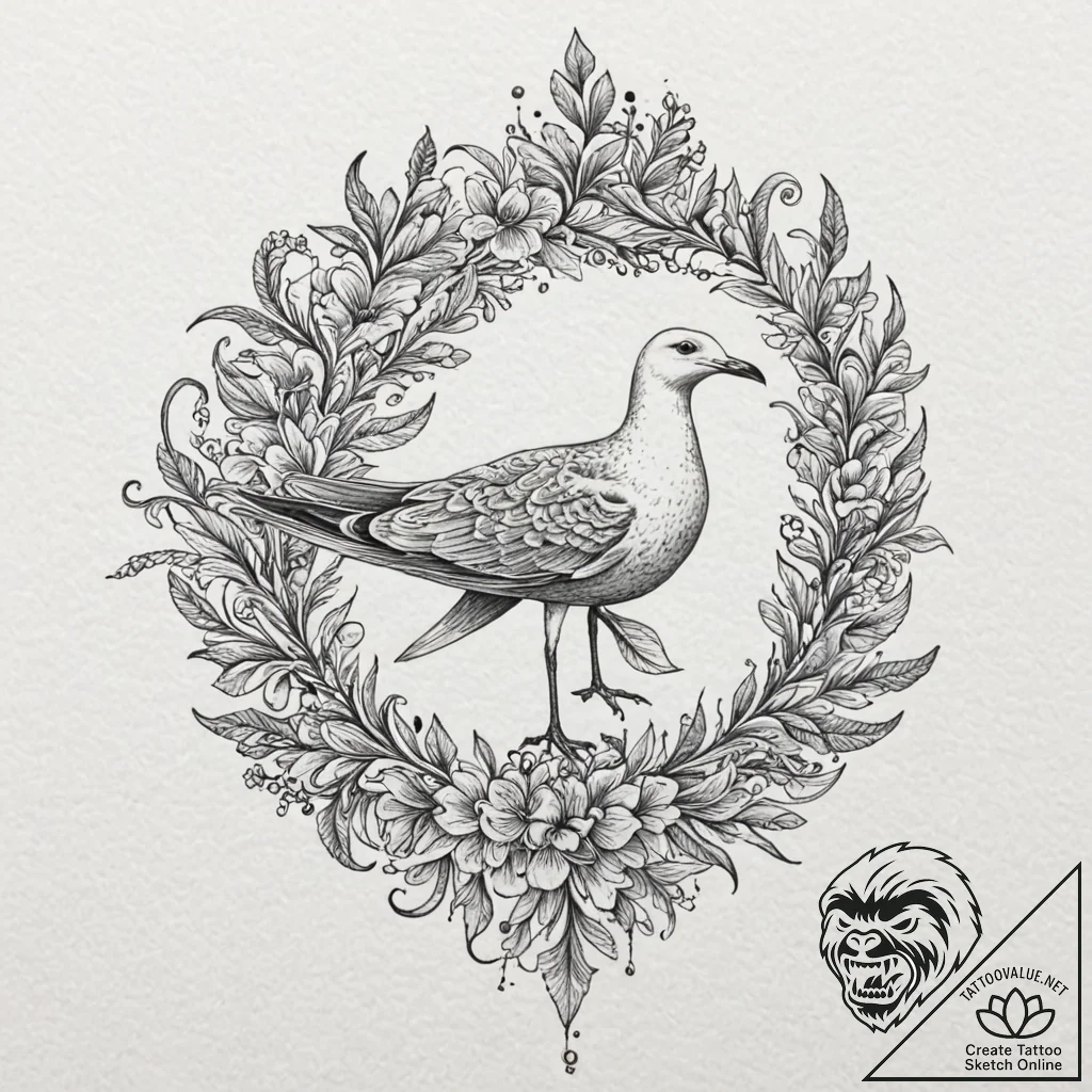 Seagull, tattoo flash sheet design, dynamic c... - tattoo sketch (№1751813982_0, 06.07.2025 14:59) — tattoovalue.net