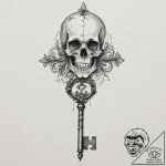 An old skeleton key, artistic tattoo sketch,… – tattoo sketch (№1751814067_0, 06.07.2025 15:01) — tattoovalue.net