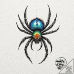 A peacock spider showing its colors, artistic… – tattoo sketch (№1751814234_0, 06.07.2025 15:03) — tattoovalue.net