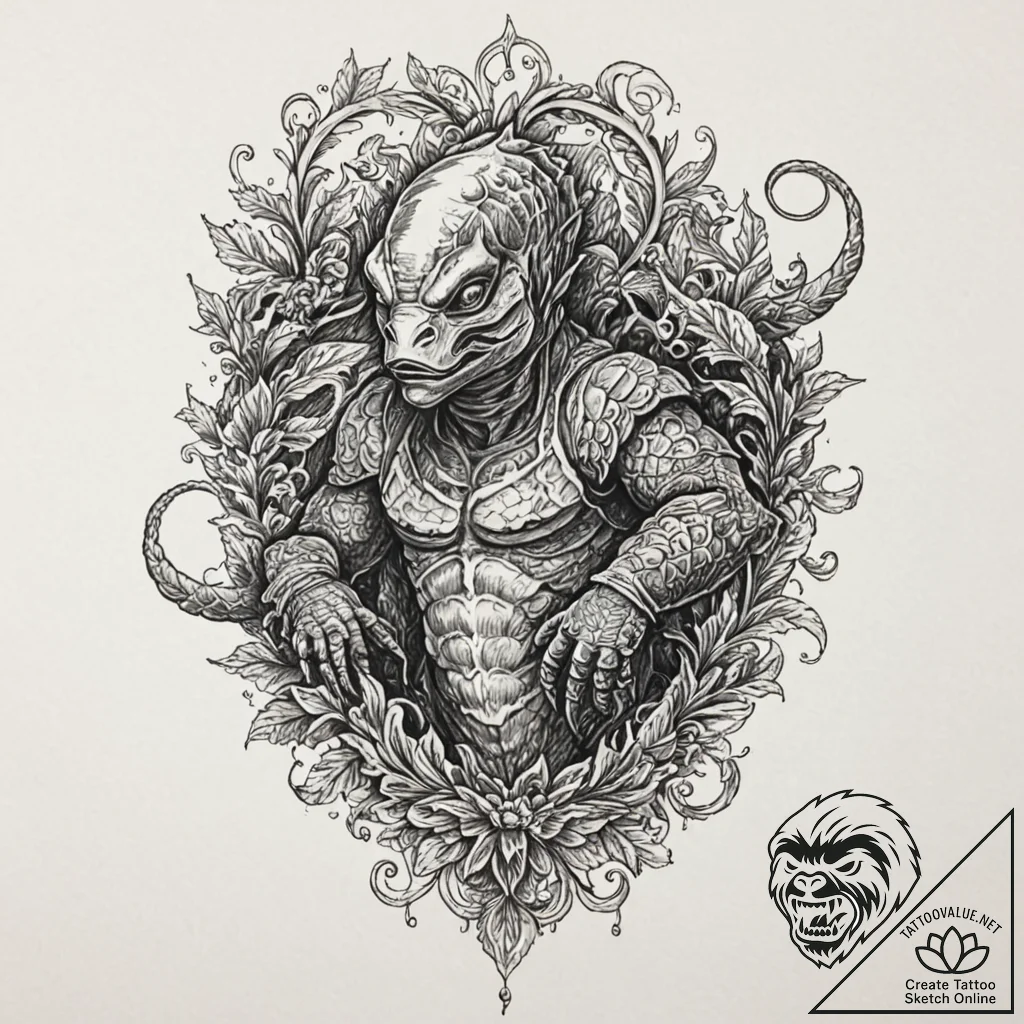 A sketch of the creature from the black lagoo... - tattoo sketch (№1751814912_0, 06.07.2025 15:15) — tattoovalue.net