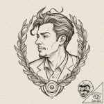 A linework tattoo of the laughing man logo fr… – tattoo sketch (№1751815079_0, 06.07.2025 15:17) — tattoovalue.net