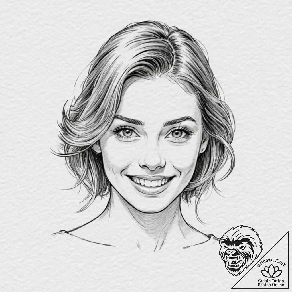 Smile, tattoo drawing outline, black and whit... - tattoo sketch (№1751815244_0, 06.07.2025 15:20) — tattoovalue.net
