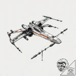 Neo-traditional tattoo of an x-wing fighter,… – tattoo sketch (№1751815919_0, 06.07.2025 15:31) — tattoovalue.net