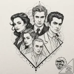 A sketch of the main characters from what we… – tattoo sketch (№1751816762_0, 06.07.2025 15:46) — tattoovalue.net
