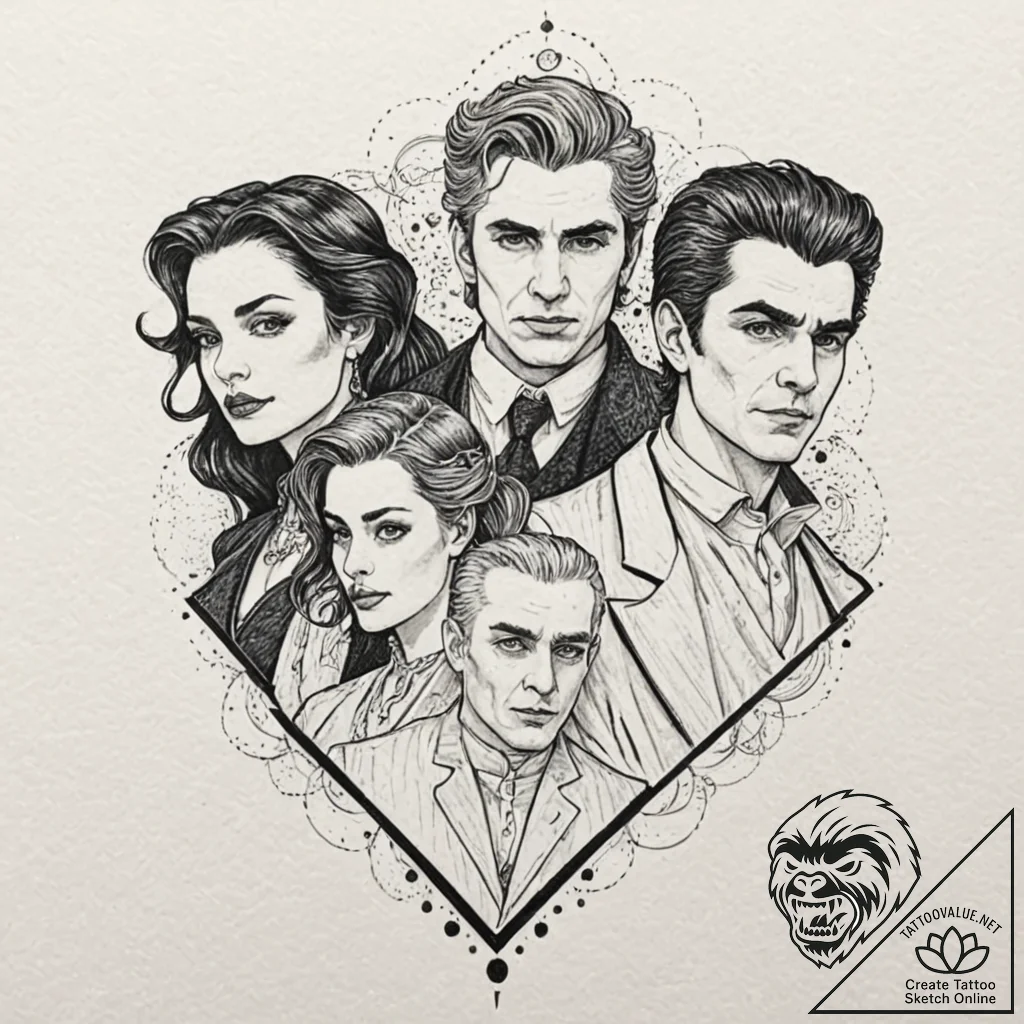 A sketch of the main characters from what we... - tattoo sketch (№1751816762_0, 06.07.2025 15:46) — tattoovalue.net