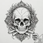 A shattered mirror reflecting a skull, tattoo… – tattoo sketch (№1751817015_0, 06.07.2025 15:50) — tattoovalue.net