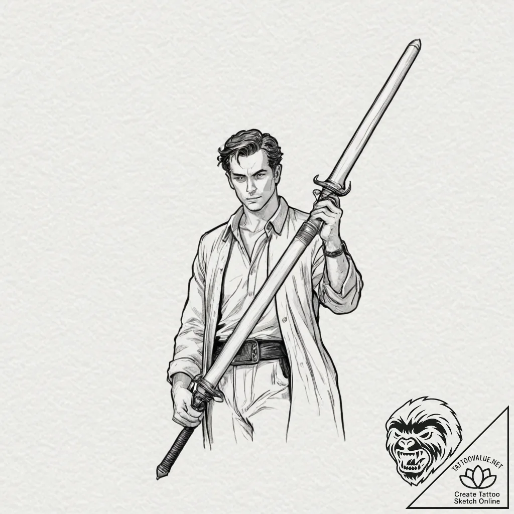 A graphic novel portrait of moff gideon with... - tattoo sketch (№1751817354_0, 06.07.2025 15:55) — tattoovalue.net