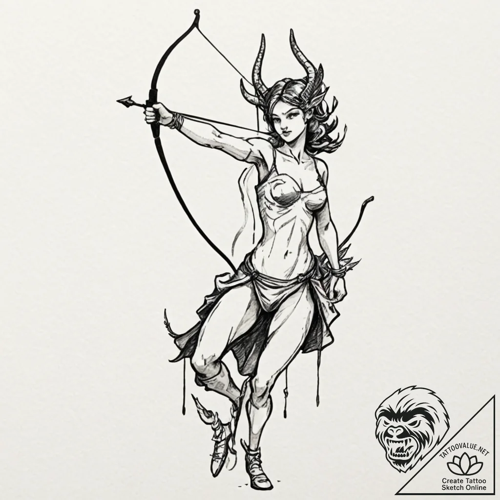 A sketch of a centaur archer, powerful and my... - tattoo sketch (№1751817437_0, 06.07.2025 15:57) — tattoovalue.net