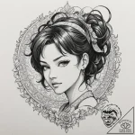 A neo-traditional portrait of faye valentine… – tattoo sketch (№1751817522_0, 06.07.2025 15:58) — tattoovalue.net