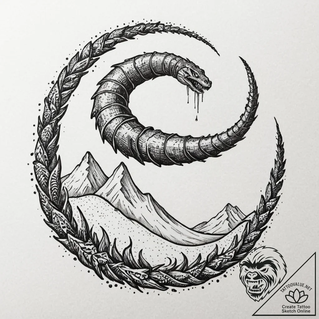 Neo-traditional tattoo design of a sandworm (... - tattoo sketch (№1751817689_0, 06.07.2025 16:01) — tattoovalue.net