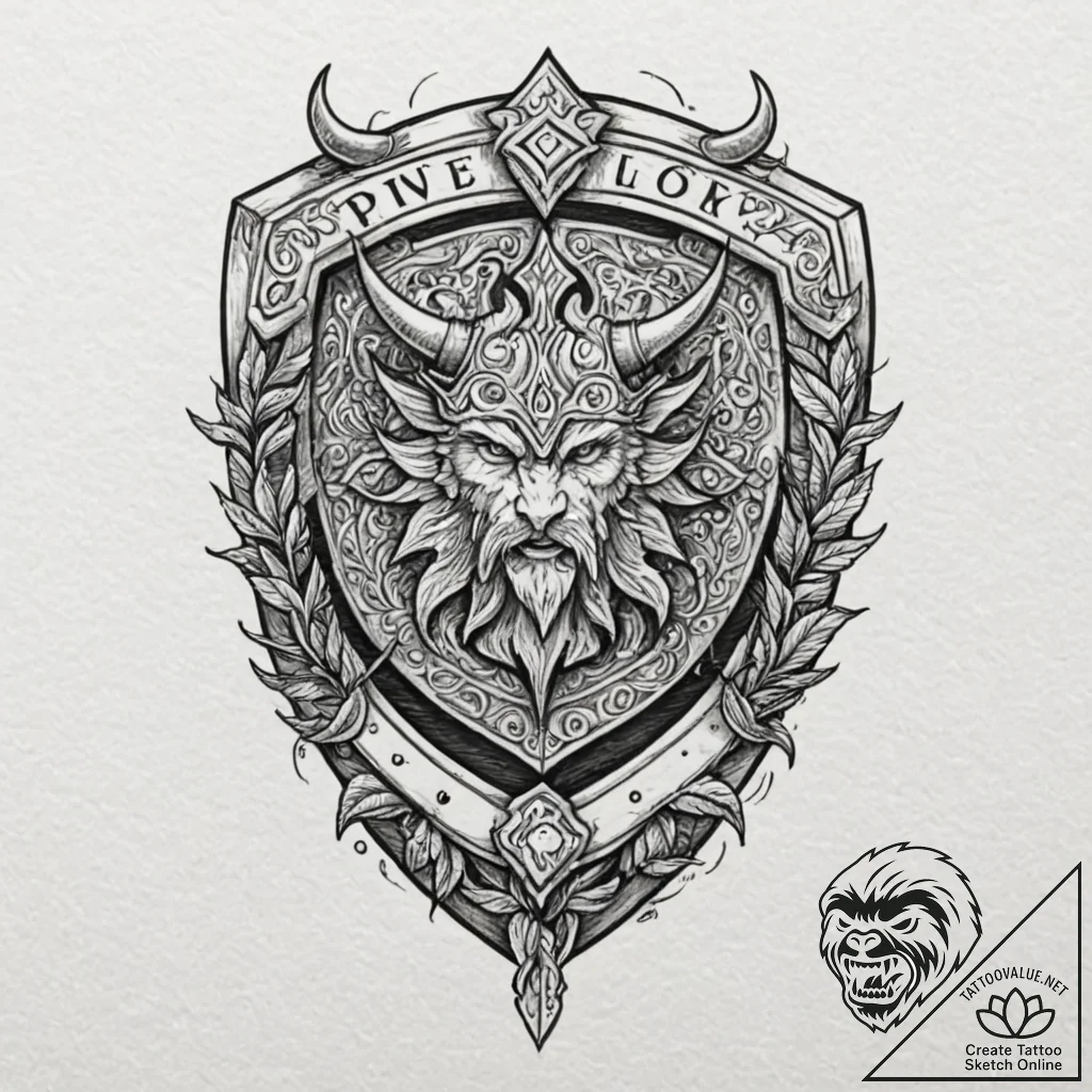 A broken viking shield, tattoo flash sheet de... - tattoo sketch (№1751817774_0, 06.07.2025 16:02) — tattoovalue.net