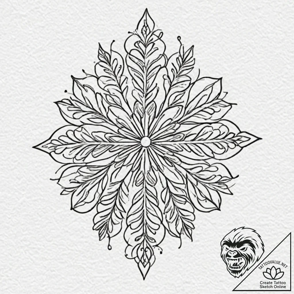 Snowflake, tattoo flash sheet design, linewor... - tattoo sketch (№1751817942_0, 06.07.2025 16:05) — tattoovalue.net