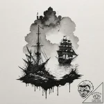 A watercolor sketch of the mysterious fog fro… – tattoo sketch (№1751818614_0, 06.07.2025 16:16) — tattoovalue.net