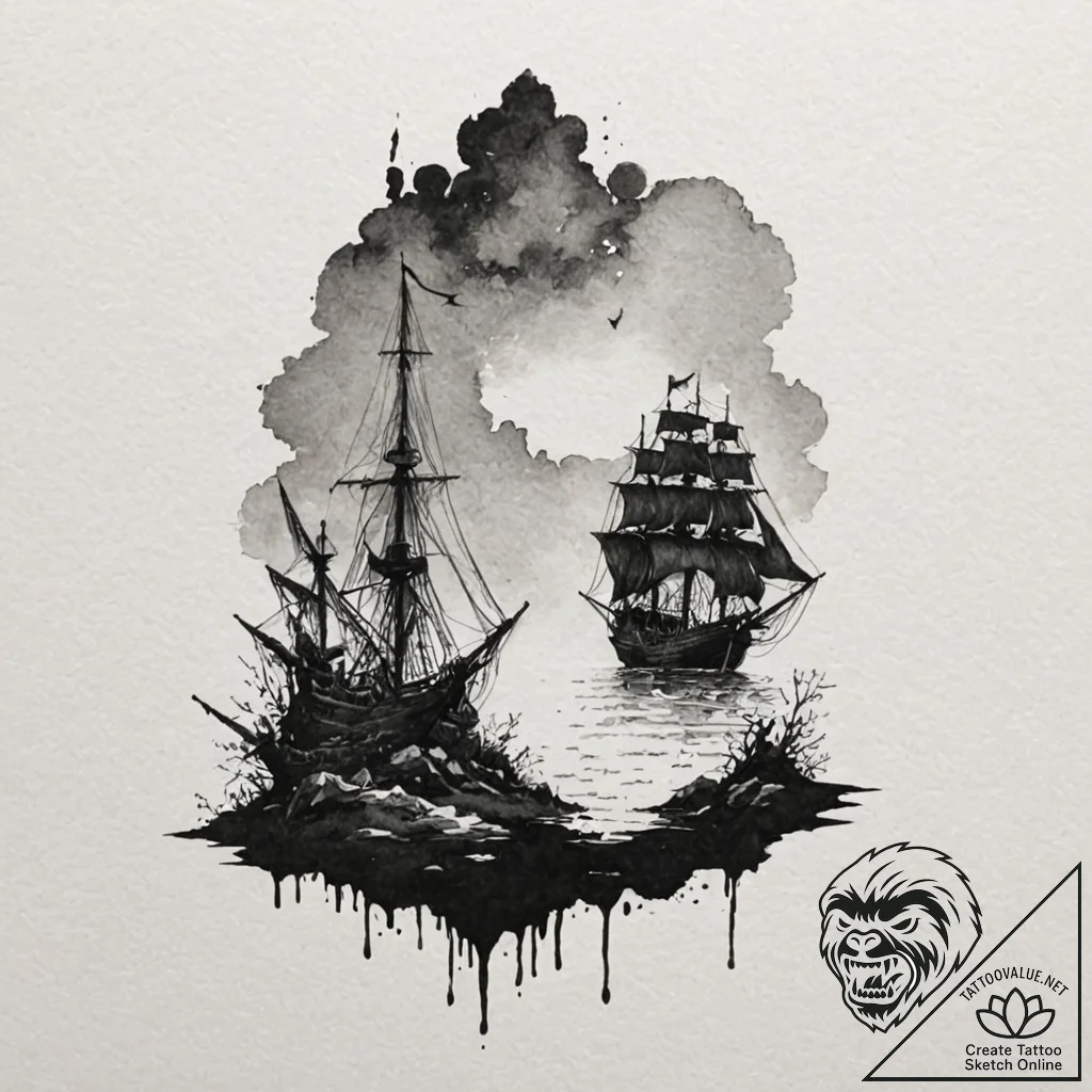 A watercolor sketch of the mysterious fog fro... - tattoo sketch (№1751818614_0, 06.07.2025 16:16) — tattoovalue.net