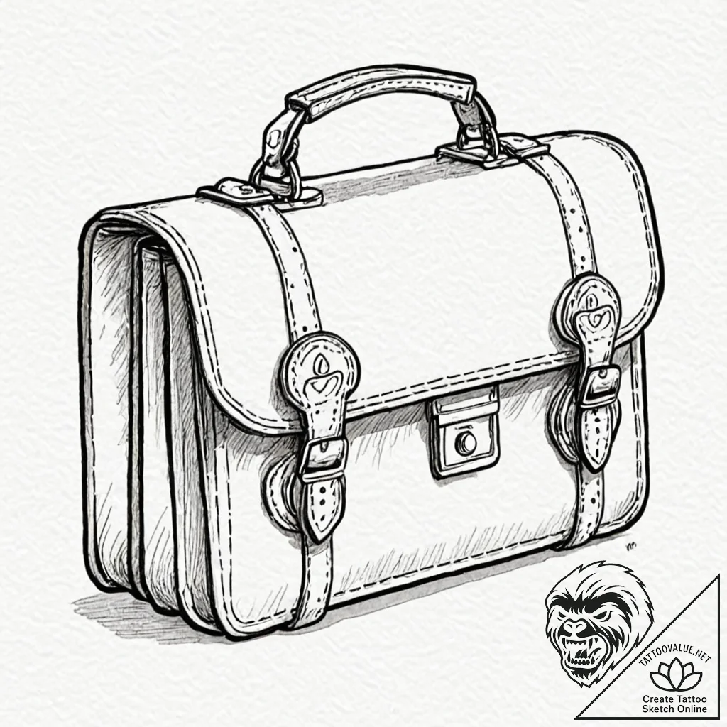 A minimalist tattoo of the briefcase from pul... - tattoo sketch (№1751819370_0, 06.07.2025 16:29) — tattoovalue.net