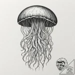Jellyfish with tentacles made of cosmic nebul… – tattoo sketch (№1751819622_0, 06.07.2025 16:33) — tattoovalue.net