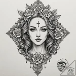 Art nouveau aphrodite, tattoo line art, highl… – tattoo sketch (№1751820101_0, 06.07.2025 16:41) — tattoovalue.net