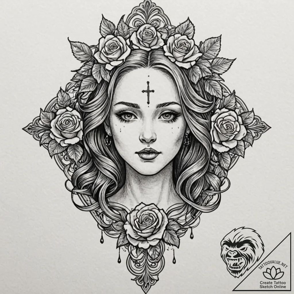 Art nouveau aphrodite, tattoo line art, highl... - tattoo sketch (№1751820101_0, 06.07.2025 16:41) — tattoovalue.net