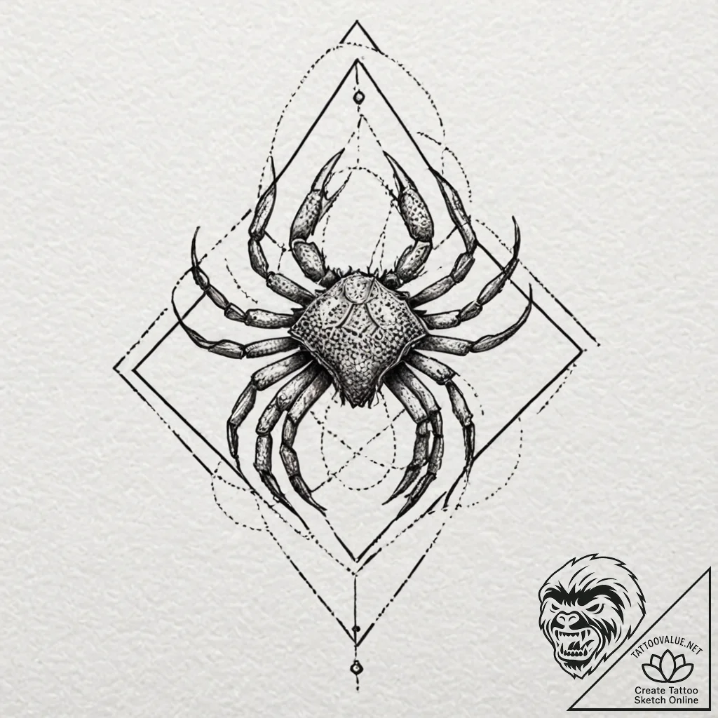 Cancer (animal/sign), tattoo drawing outline,... - tattoo sketch (№1751820253_0, 06.07.2025 16:44) — tattoovalue.net