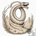 Neo-traditional tattoo design of a sandworm (… – tattoo sketch (№1751820503_0, 06.07.2025 16:48) — tattoovalue.net