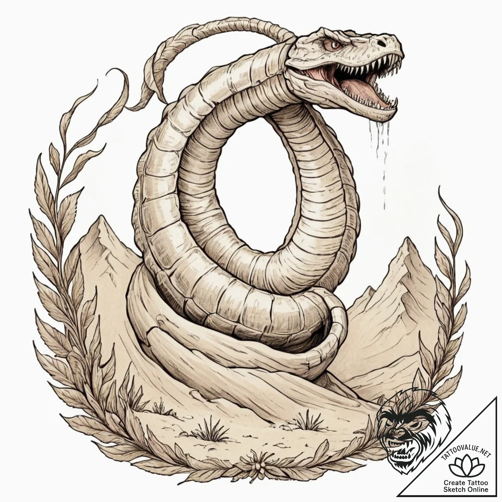 Neo-traditional tattoo design of a sandworm (... - tattoo sketch (№1751820503_0, 06.07.2025 16:48) — tattoovalue.net