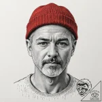 A graphic novel style portrait of steve zisso… – tattoo sketch (№1751821097_0, 06.07.2025 16:58) — tattoovalue.net