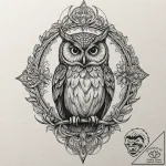 Owl, tattoo drawing outline, moderately detai… – tattoo sketch (№1751821521_0, 06.07.2025 17:05) — tattoovalue.net