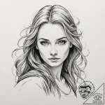 A graphic novel style portrait of a beautiful… – tattoo sketch (№1751822174_0, 06.07.2025 17:16) — tattoovalue.net