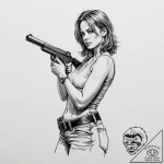 A sketch of sarah connor from t2, strong and… – tattoo sketch (№1751822251_0, 06.07.2025 17:17) — tattoovalue.net