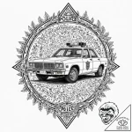 A tattoo of the “spinner” police car, detaile… – tattoo sketch (№1751822326_0, 06.07.2025 17:18) — tattoovalue.net